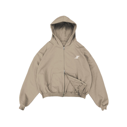 44 HOLLA INTL. ZIP-UP HOODIE - KHAKI