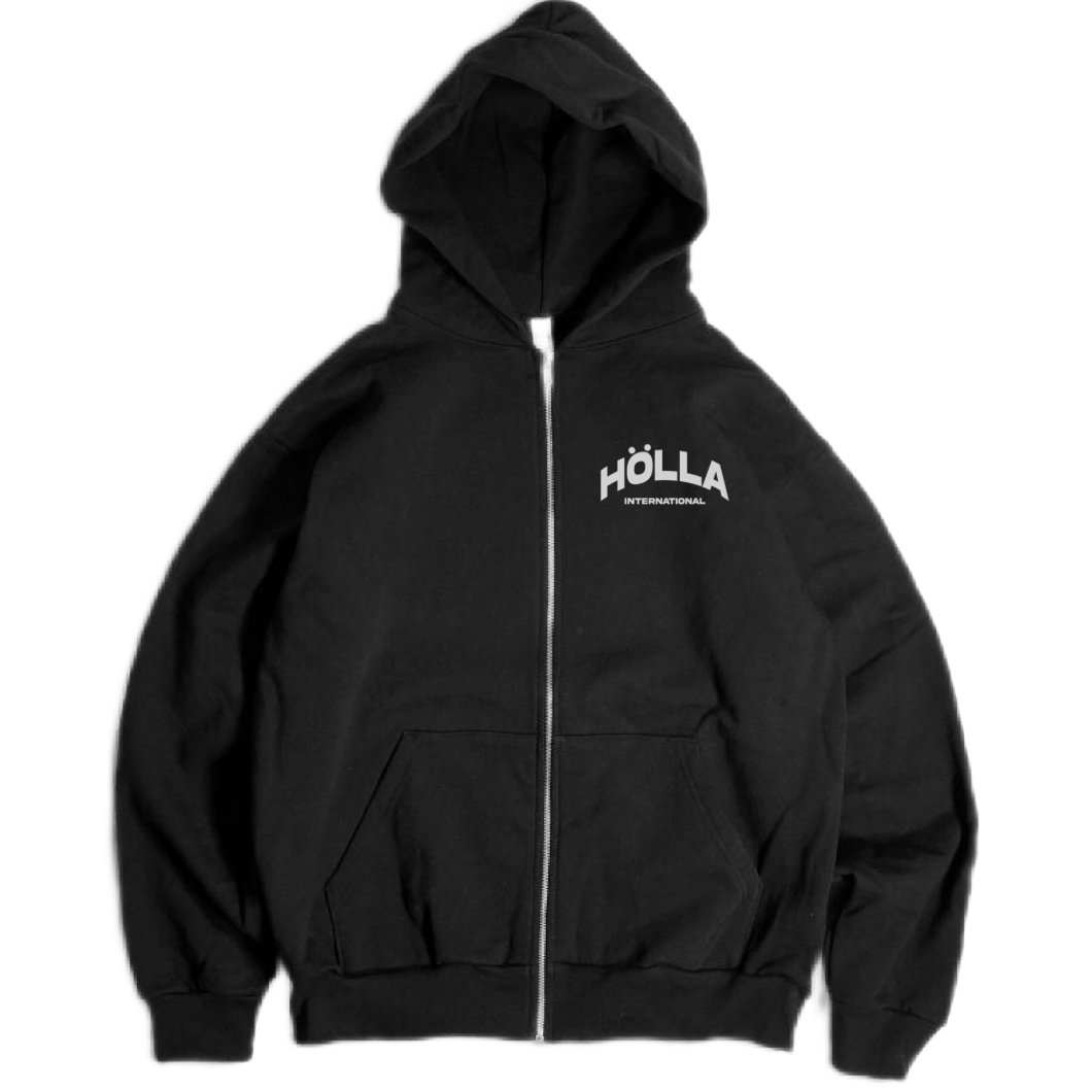 44 HOLLA INTL. "EVENT EXCLUSIVE: ZIP-UP HOODIE - BLACK